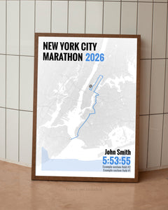 New York City Marathon 2026 Finisher Time Print